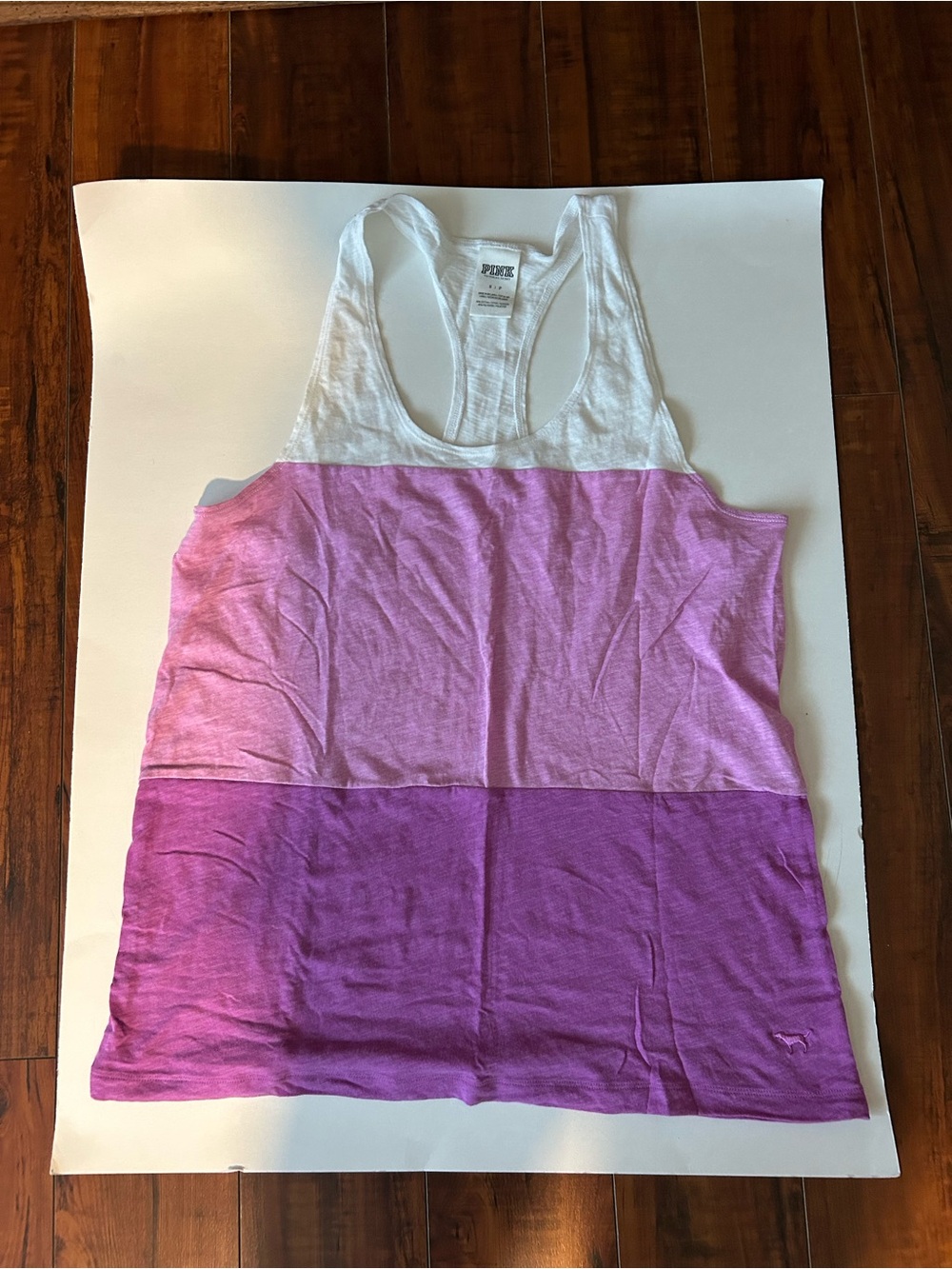 PINK Victoria's Secret White and Pink Ombre Racerback Tank